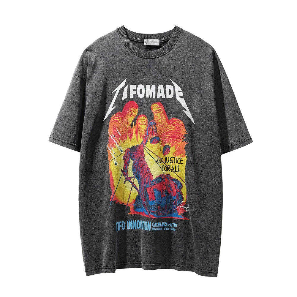 Men Vintage T-Shirt Printed T-shirt Short Sleeve Men Loose T-shirt Summer