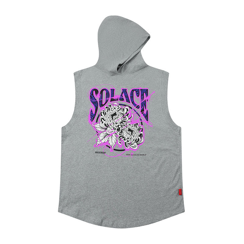 Men Vest Hooded Vest Retro Sleeveless T-shirt Men and Women