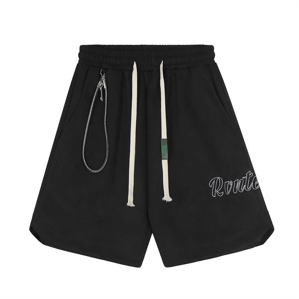 Men Shorts Summer Exercise Shorts Loose Casual Embroidery