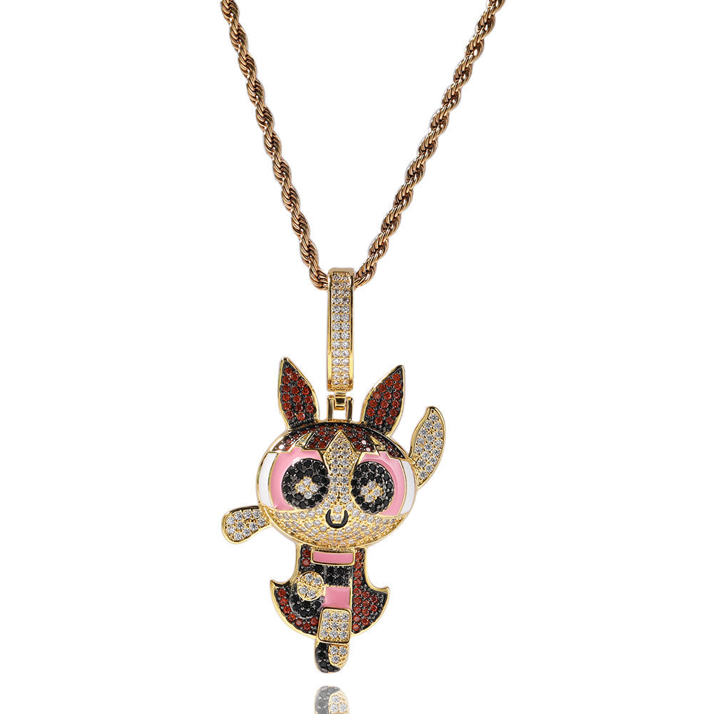 Jewelry Powerpuff Girls Spectrum St. Valentine's Pendant Hip Hop Copper Anime The Powerpuff Girls Spectrum St. Valentine's