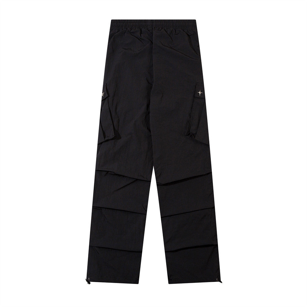 Men Sweatpants Mechanical Style Pleated Workwear Casual Pants Baggy Pants Straight-Leg Trousers