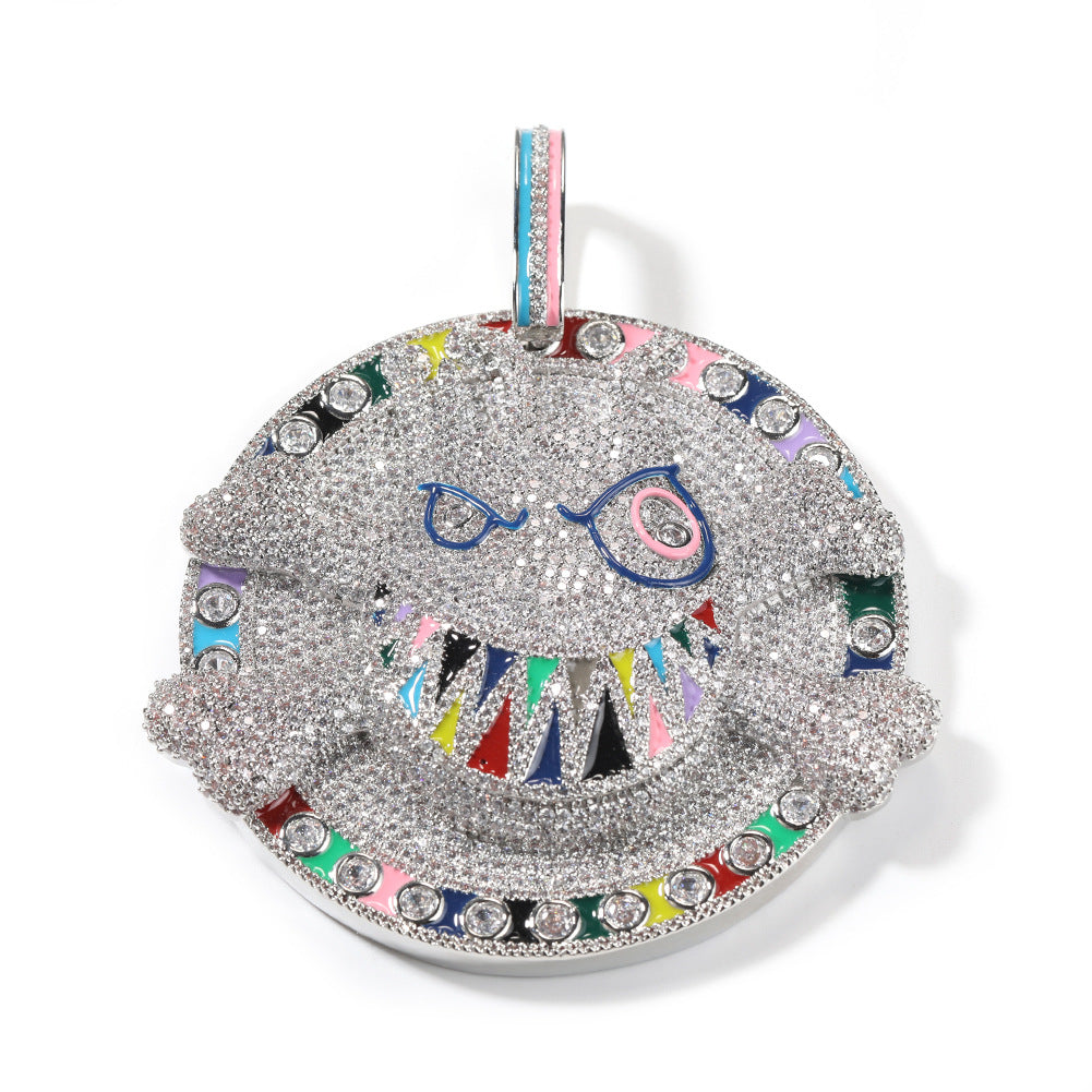 Jewelry Necklace Hip Hop Micro Zircon Metal Wind rapper Dog Tags Spectrum