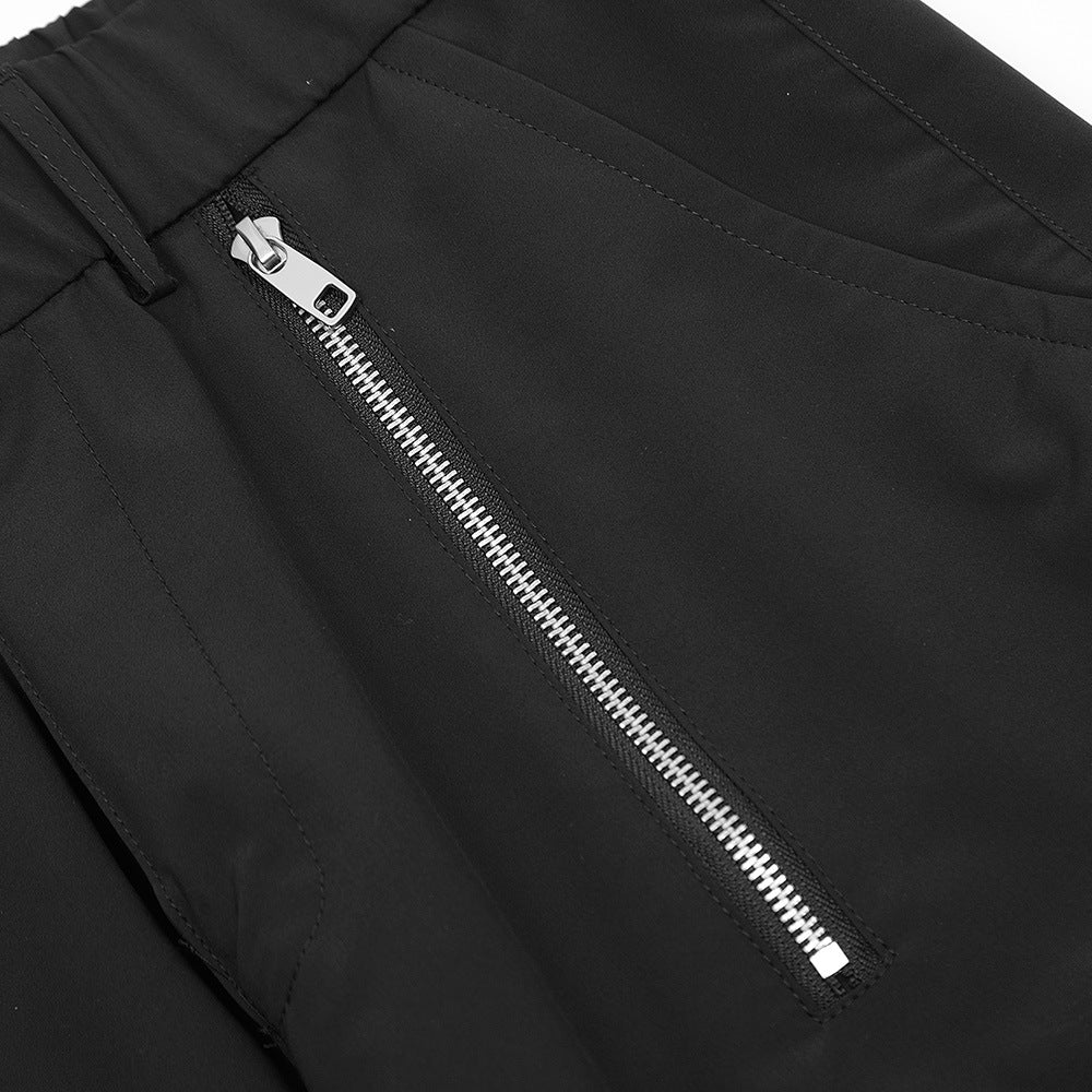 Men Sweatpants Multi-Pocket Workwear Casual Pants Loose Zip Straight-Leg Pants Trousers