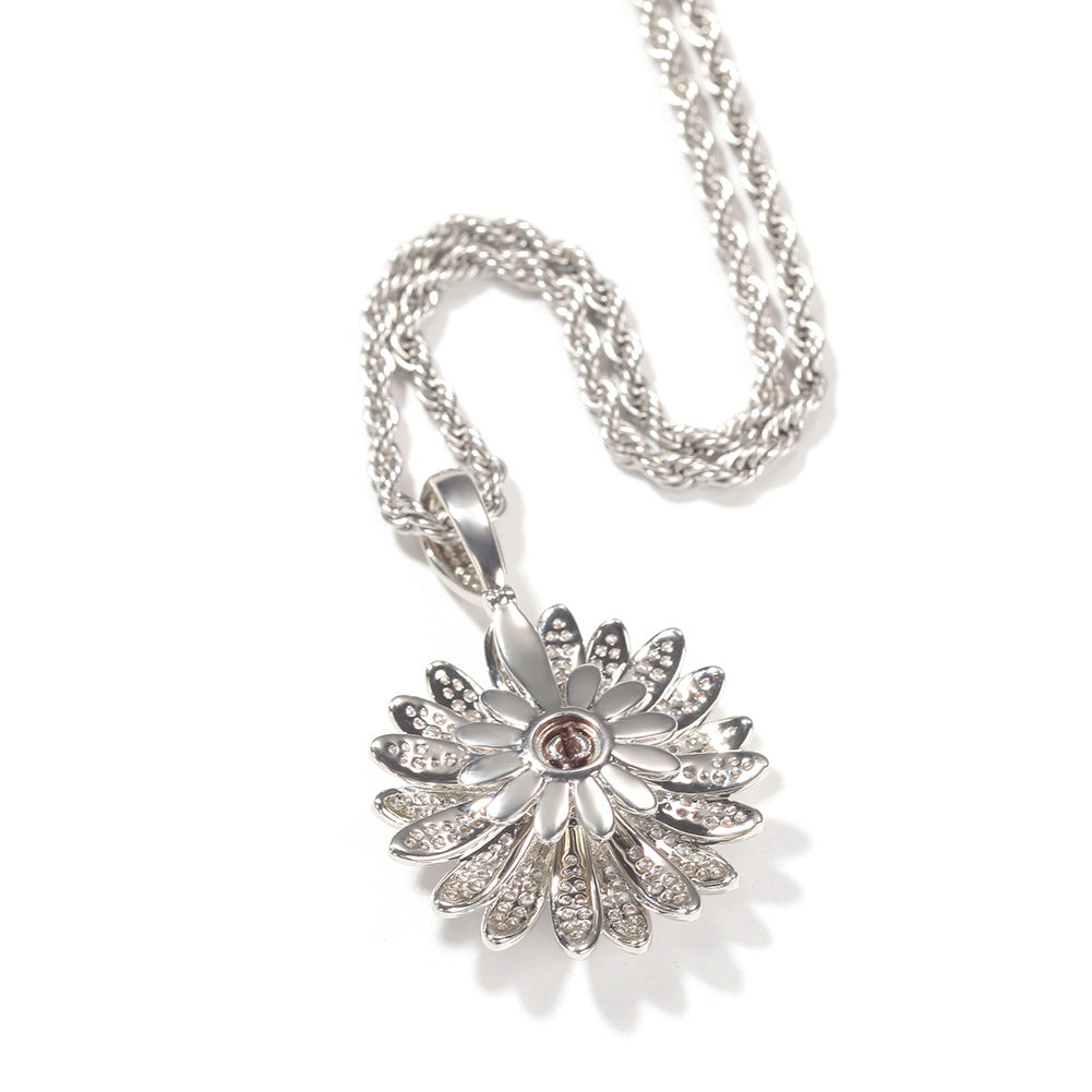 Jewelry Rotatable Zircon Sunflower Full Diamond Necklace snowflake Angel Pieces Royalty St. Valentine's