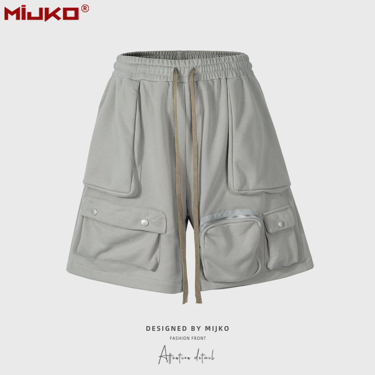 MIJKO Men Shorts Casual multi-pocket neutral shorts