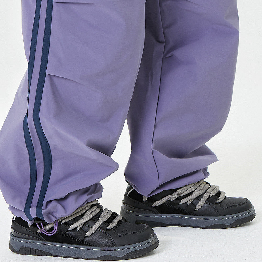 Men Sweatpants Tactical Pants Side Stripe Pleated Loose Wide Leg Exercise Casual Pants