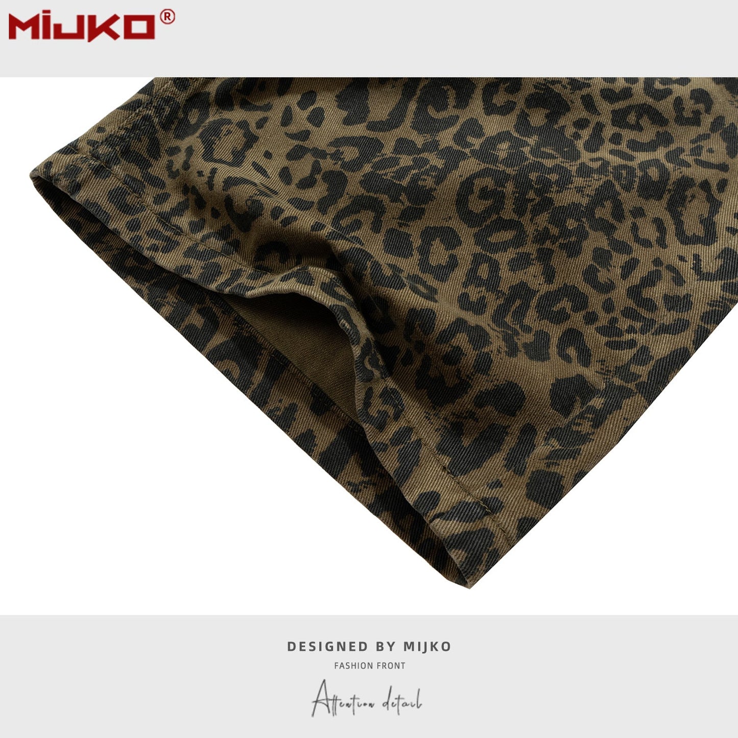 MIJKO Men Shorts Camo Leopard Casual Jeans
