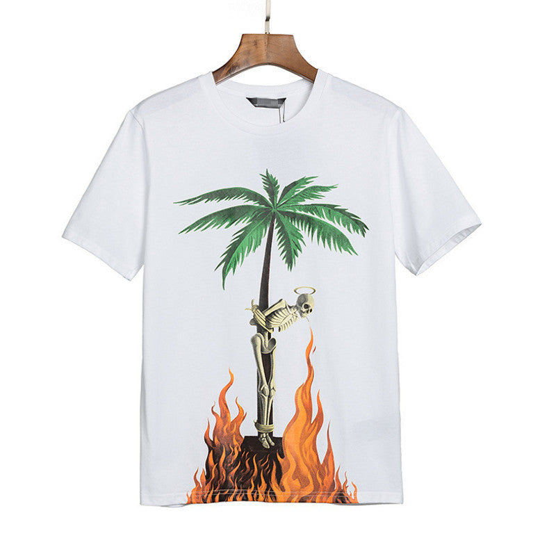 Palm Angle T Shirts Flame Skull Print