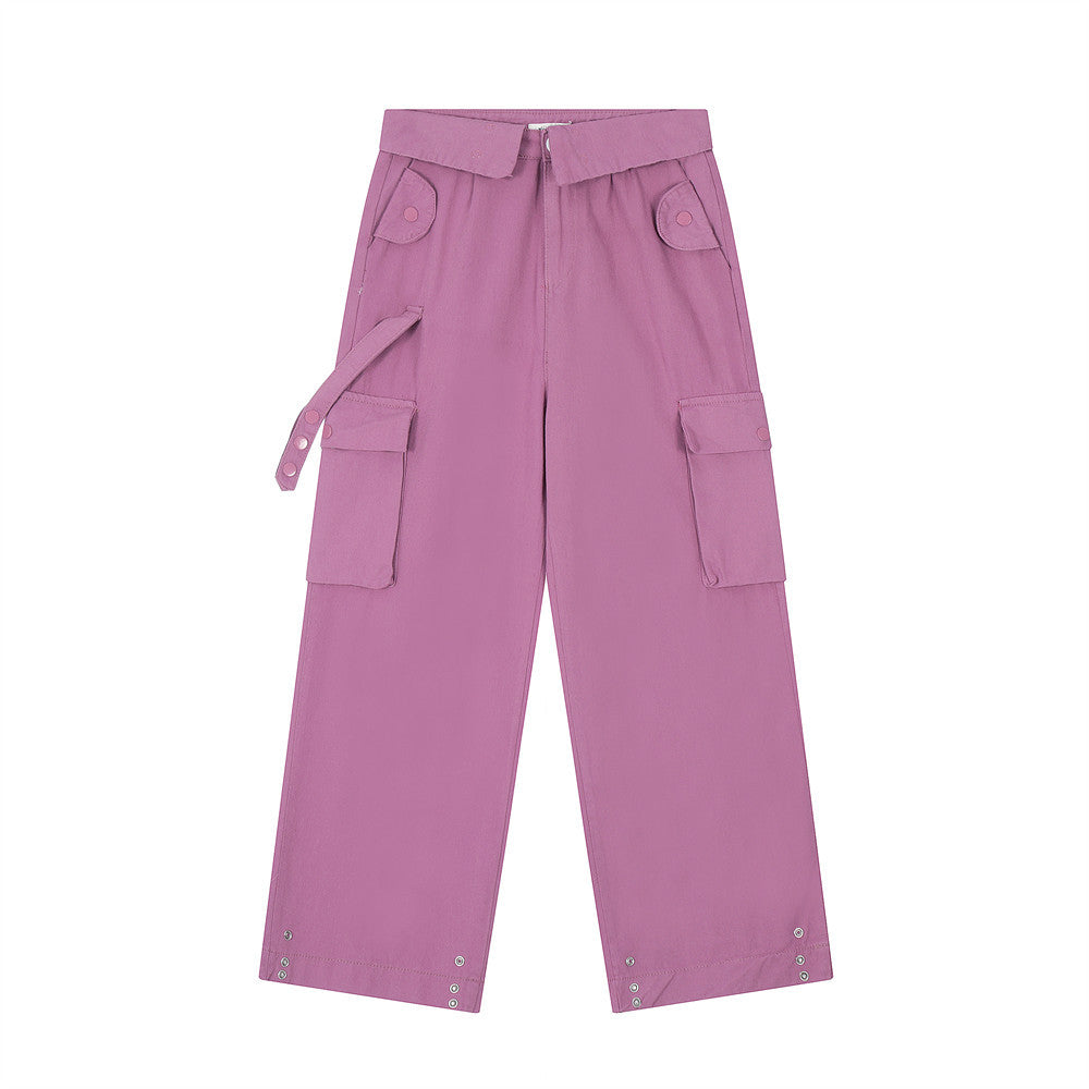 Men Sweatpants Casual Pants Men's Multi-Pocket Loose Straight-Leg Wide-Leg Pants