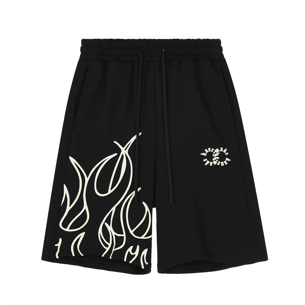 Men Shorts Flame Print Summer Sports