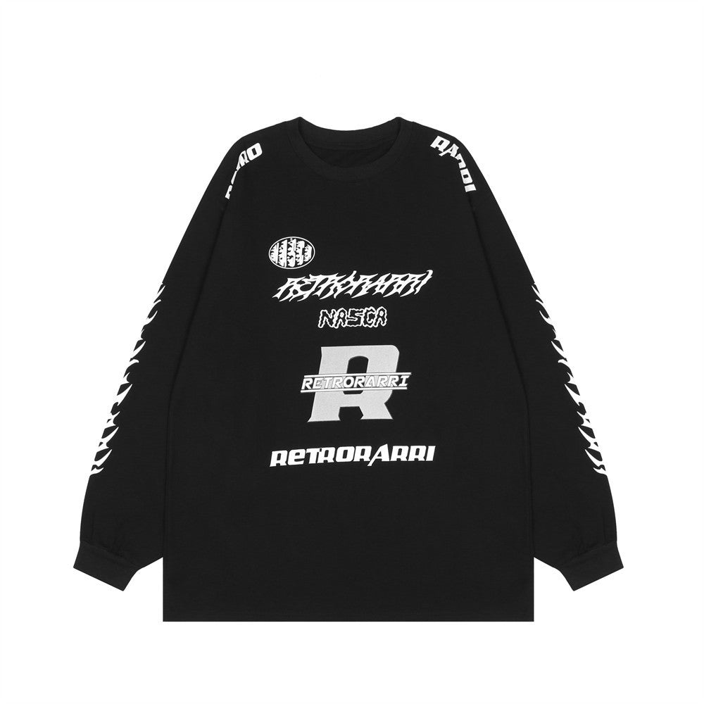 Men Long Sleeve T-Shirt Cotton T-shirt Sports Loose Racing