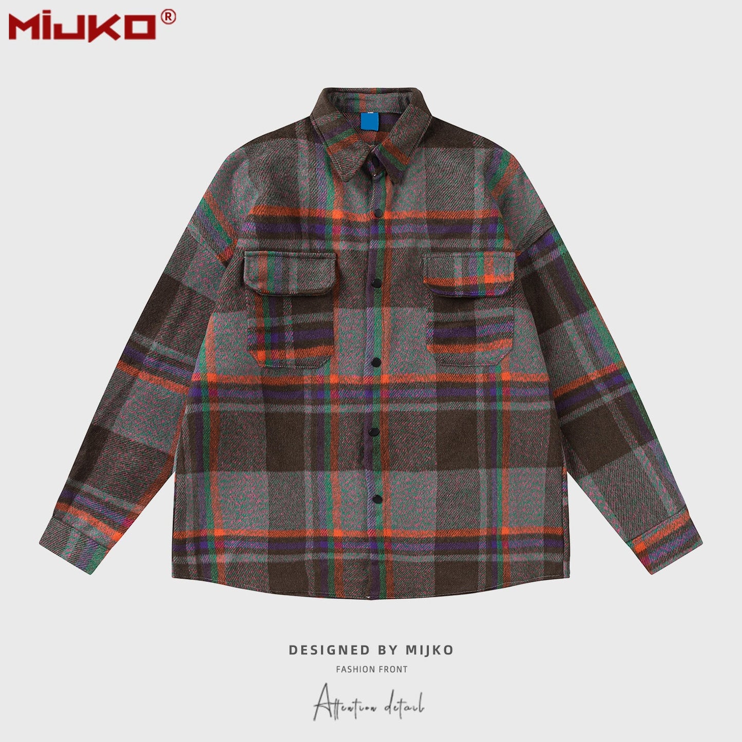 MIJKO Mens Jacket Plaid Unisex Jacket