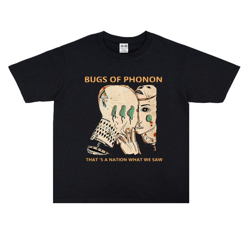 Rock Star T Shirt Rock Vocal Worm Band Rock Print Cotton T-shirt Short Sleeve round Neck