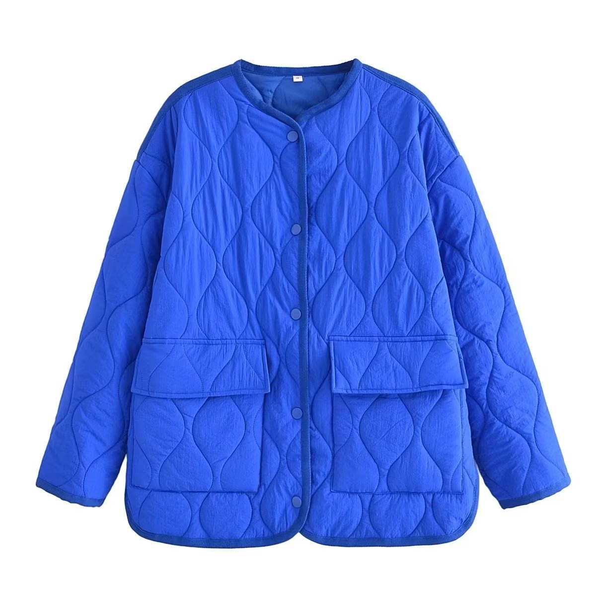 Women Cotton Coat Fashion Collarless Diamond Lattice Loose