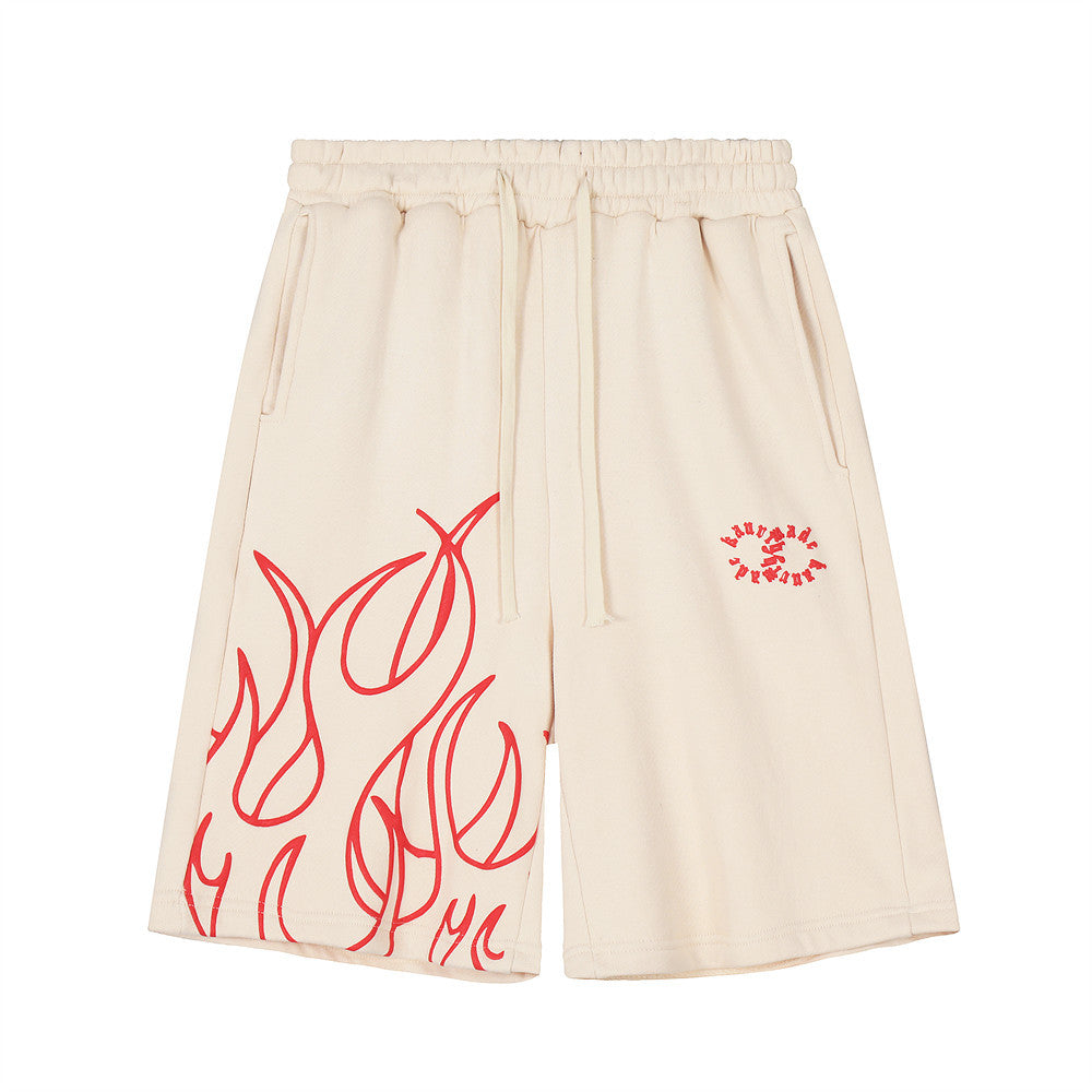 Men Shorts Flame Print Summer Sports