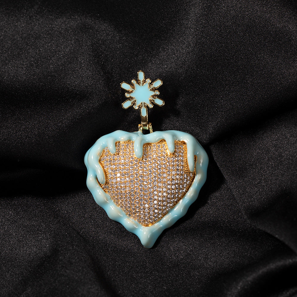 Jewelry Drip Oil Love Sweater Necklace Drip Oil Luminous Ice and Fire Spectrum St. Valentine's