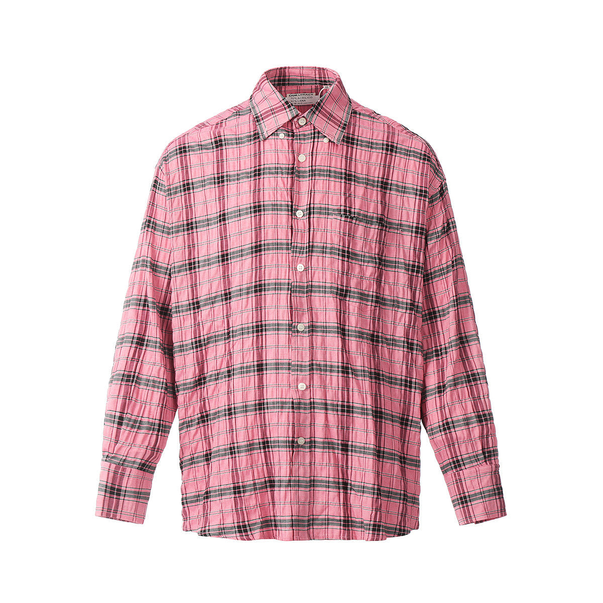 Unisex Shirts Our Legacy Pink Checked Loose Shirt