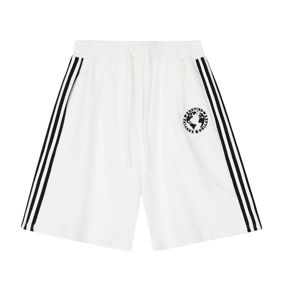 Men Shorts Summer Casual Sports Loose Striped Stitching