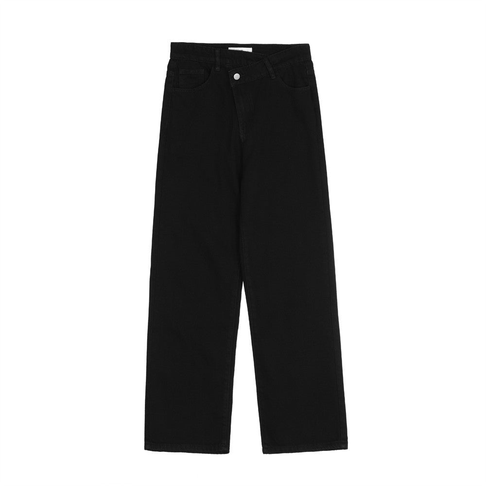 Men Jeans Solid Color Jeans Irregular