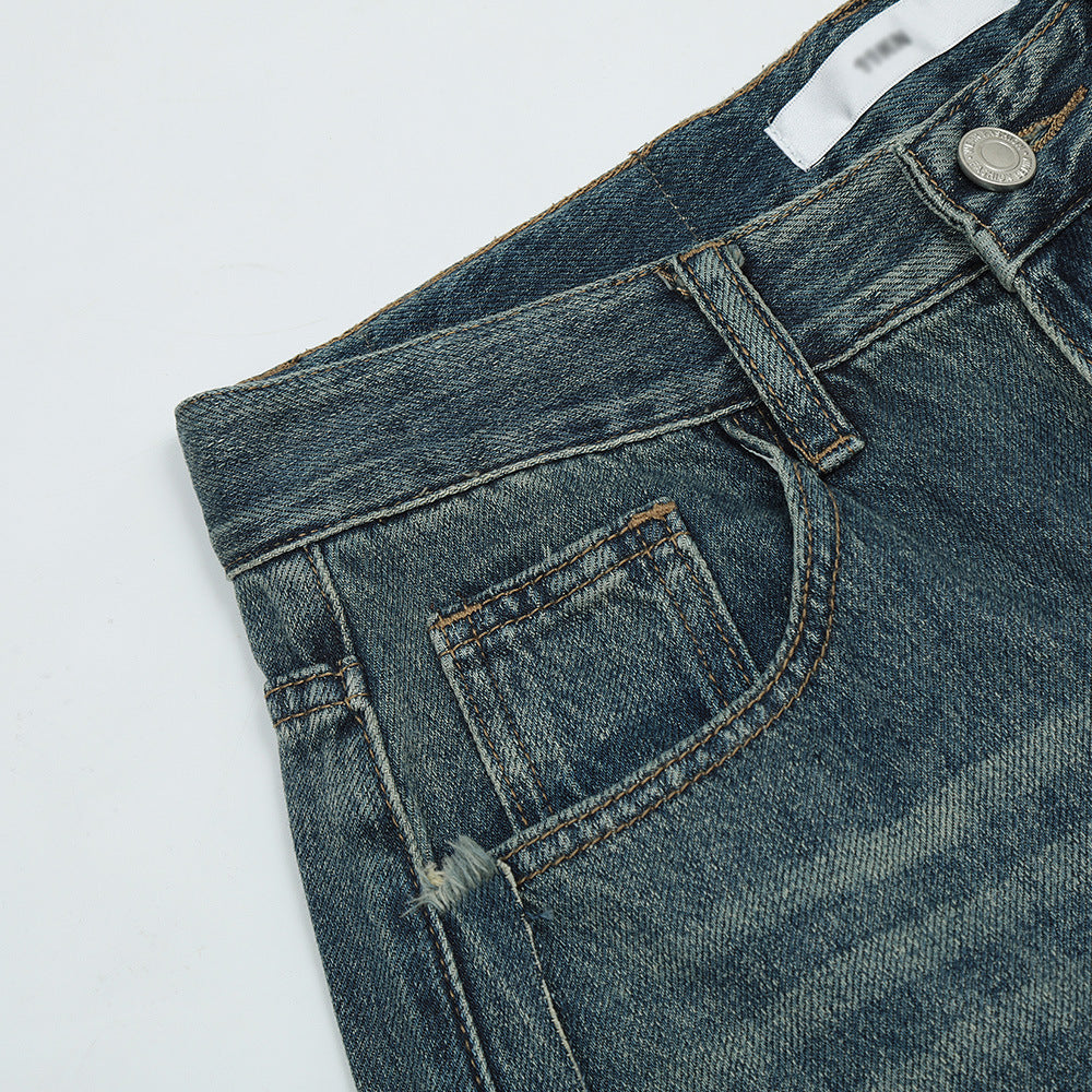 Men Jeans Retro Distressed Loose