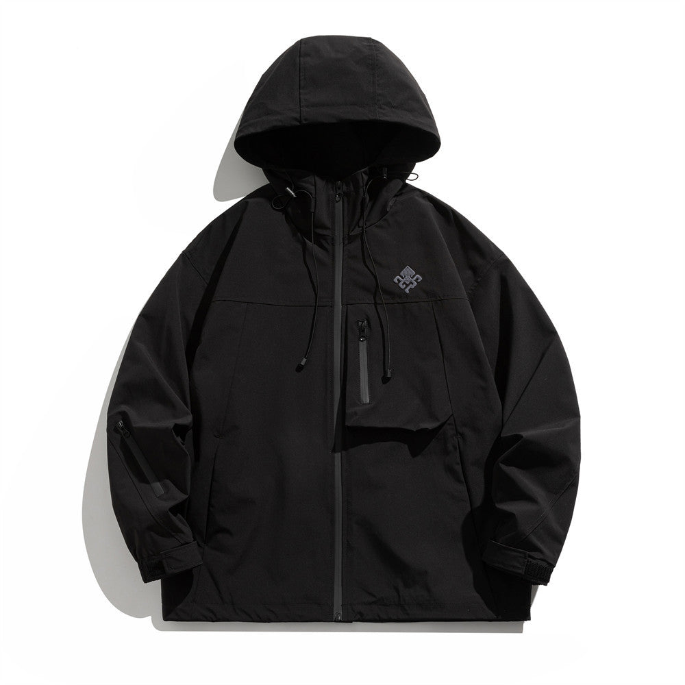 Men Jacket Coat Shell Jacket Men's Spring and Autumn Outdoor Hooded Jacket Vibe