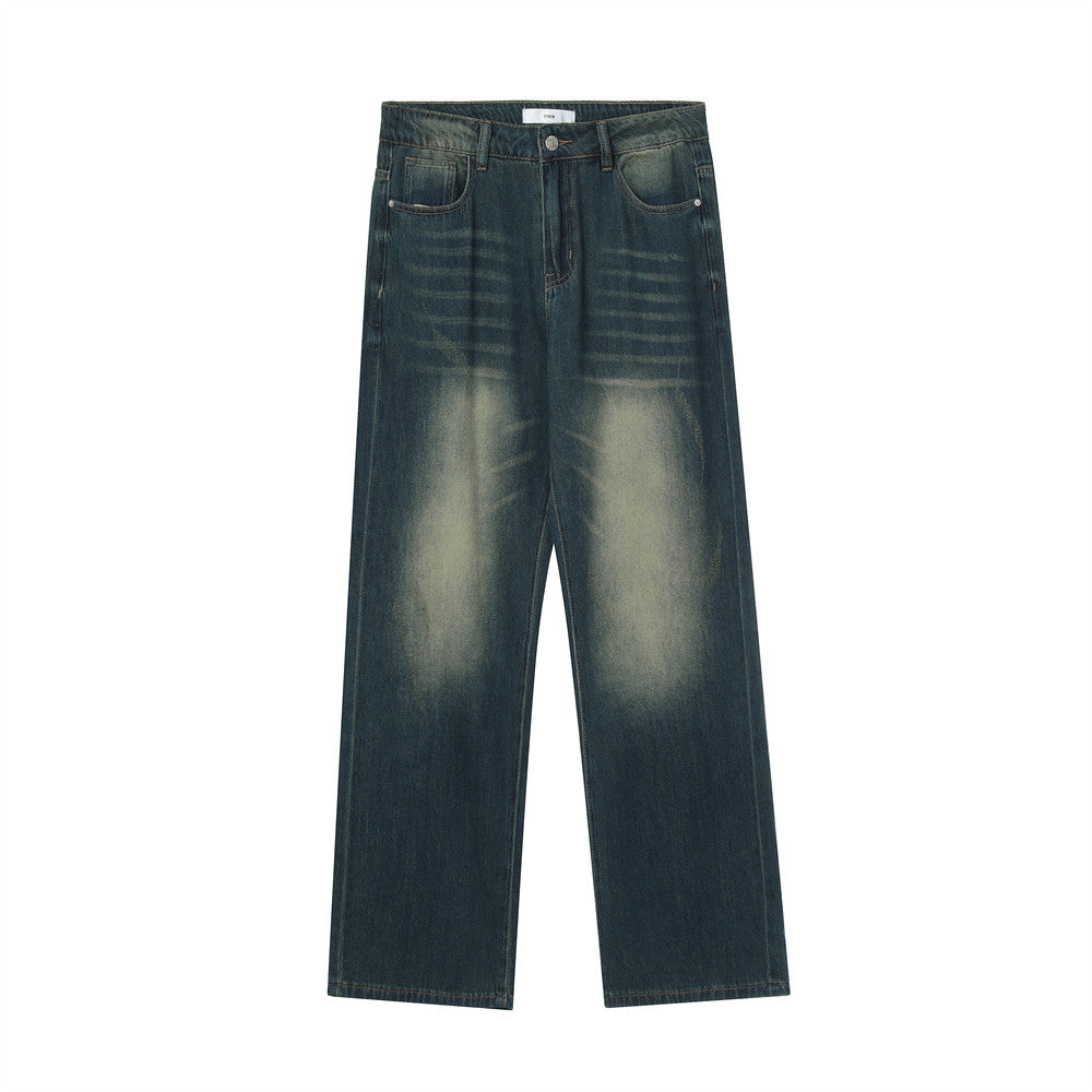 Men Jeans Vintage Washed Retro Loose Casual