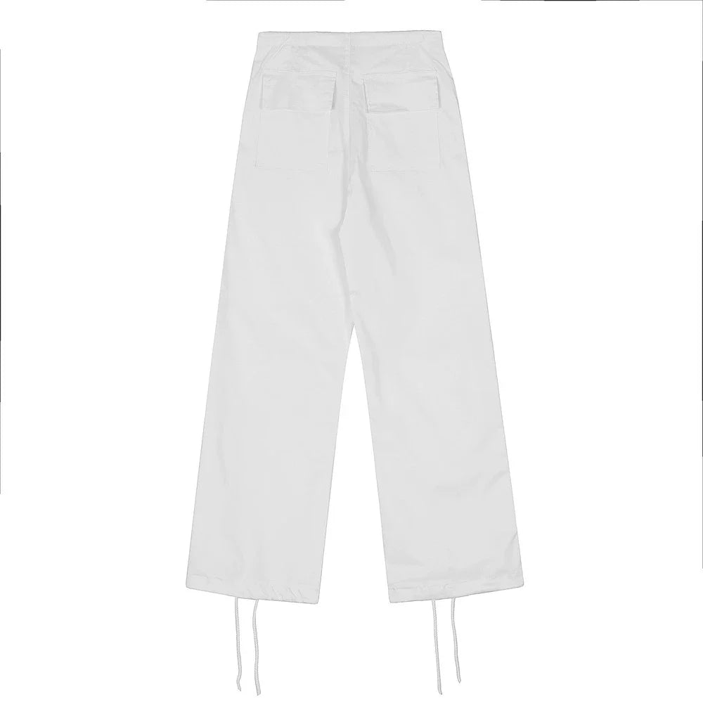 Men Sweatpants Pleated Loose Straight Trousers Straight Drawstring Drawstring Casual Pants