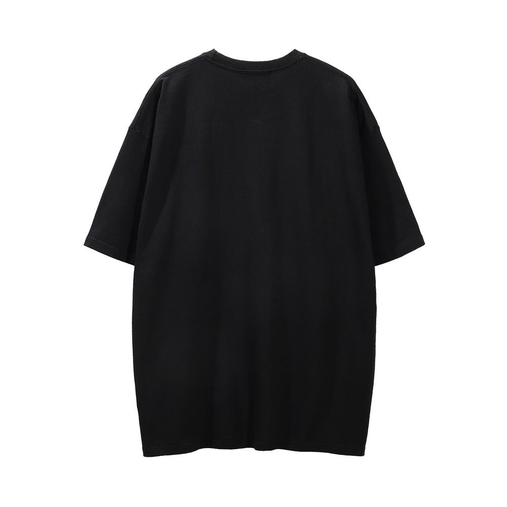 Men Vintage T-Shirt Distressed Short-Sleeved T-shirt Men's Summer Loose round Neck