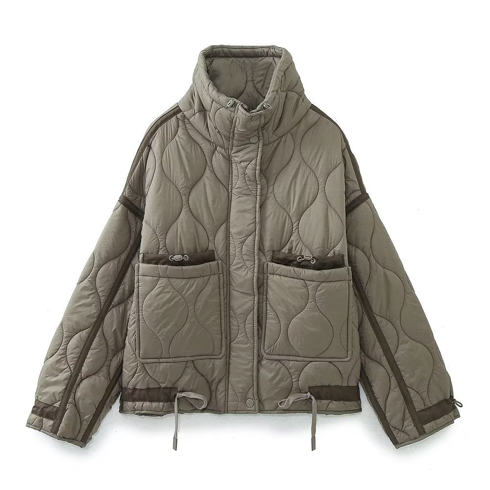 Women Cotton Coat Fashion Casual Stand Collar Coat