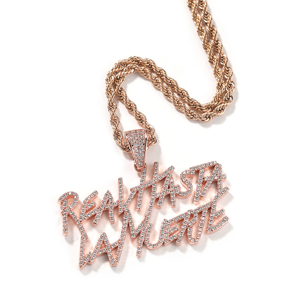 Jewelry Diamond Double Letter Pendant Necklace Jewelry Word Up rapper Spectrum