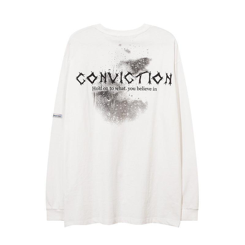 Men Long Sleeve T-Shirt Dark Angel Print Loose