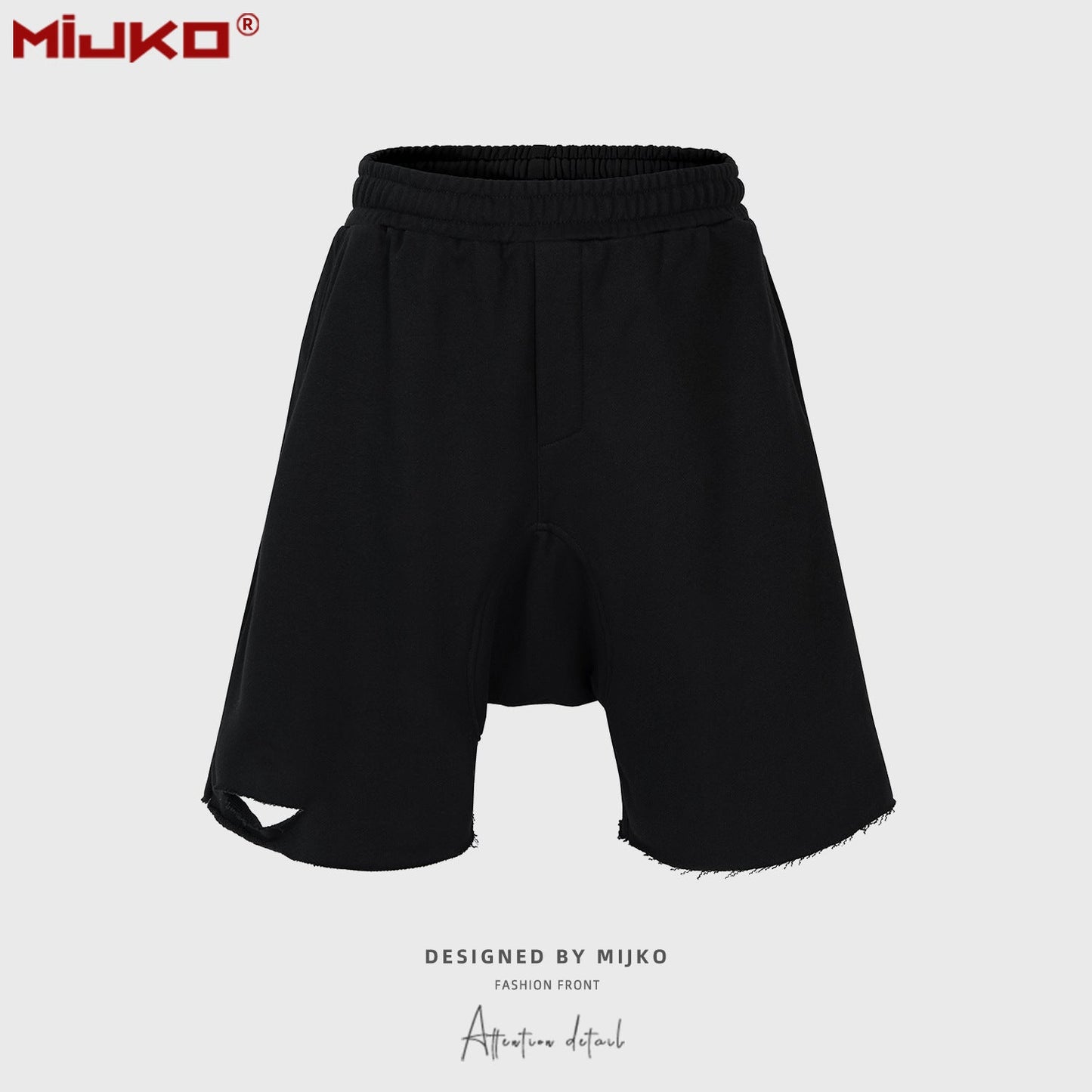 MIJKO Mens Shorts Knife Cut Cotton Shorts