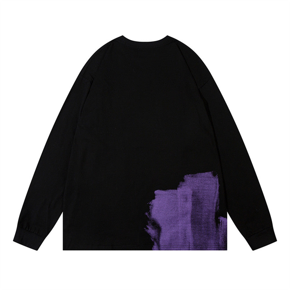 Men Long Sleeve T-shirt Graffiti Printing Cotton T-shirt