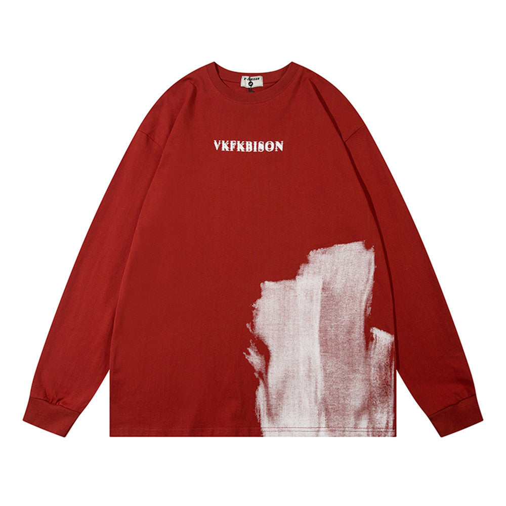 Men Long Sleeve T-shirt Graffiti Printing Cotton T-shirt