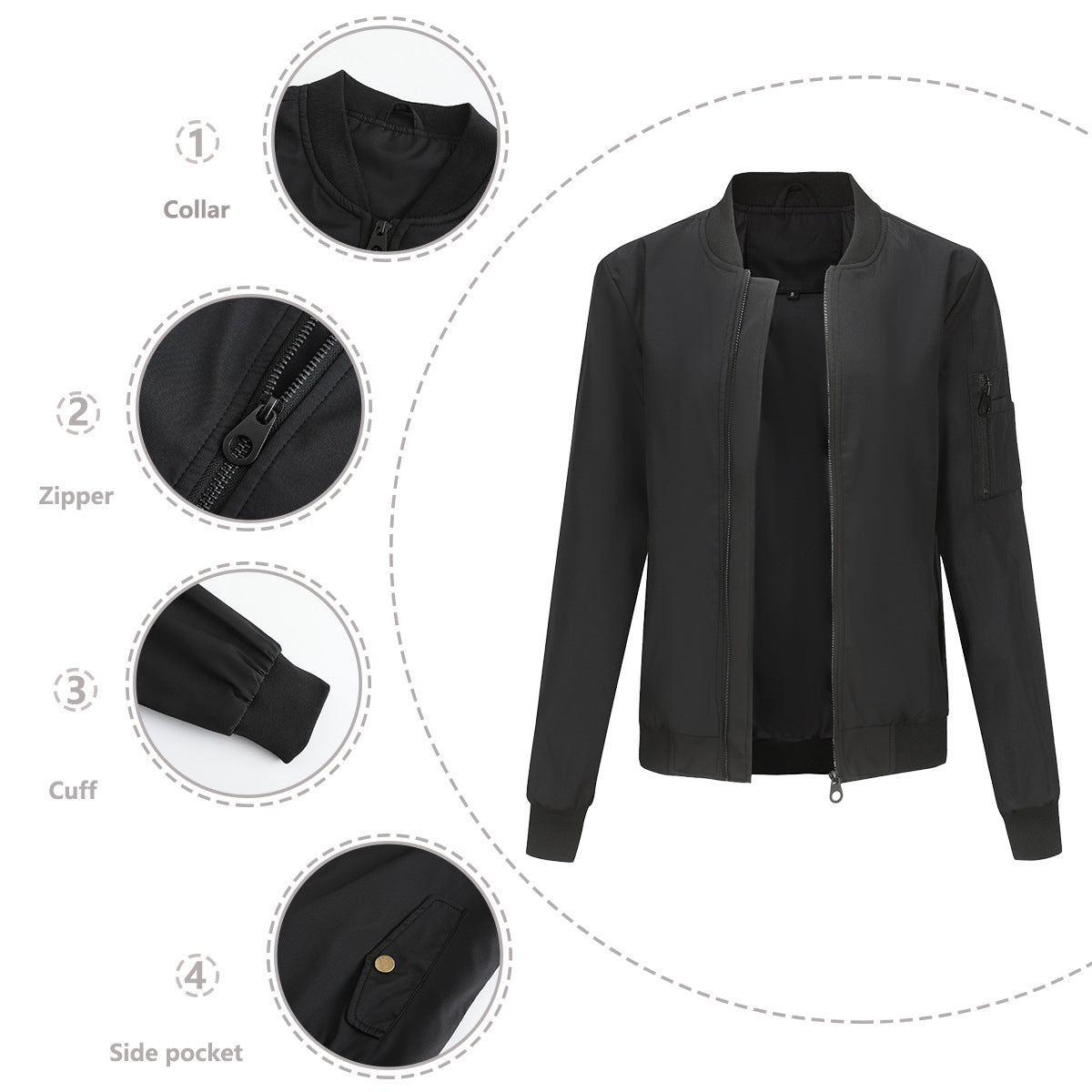 Women's Trench Coat Spring and Autumn Thin Flight Jacket Women's Casual Long Sleeve Coat Women's Loose Lapel Baseball Uniform