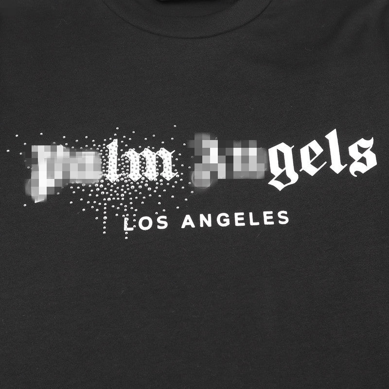 Palm Angle T Shirts Diamond-Embedded Decoration Couple Loose