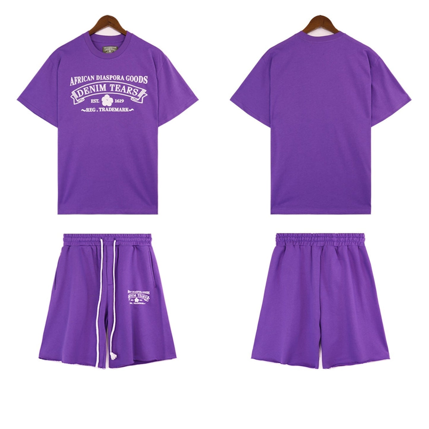 Denim Tears Outfit:T Shirt/Shorts (Separate Purchase Options) Short Sleeve T-shirt Men and Women Sports Shorts Suit