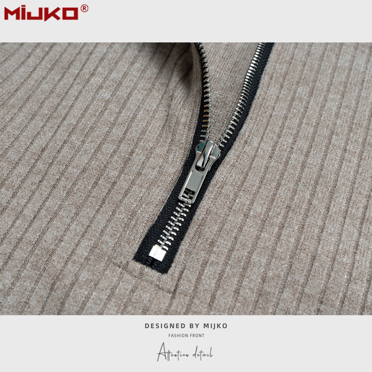 MIJKO Mens Jacket Zip Knitted Sweater