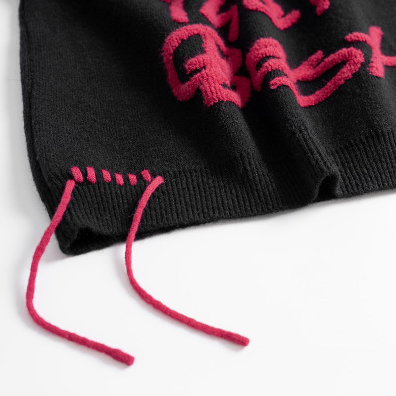 Men Sweater Embroidered Letter Crew Neck Sweater