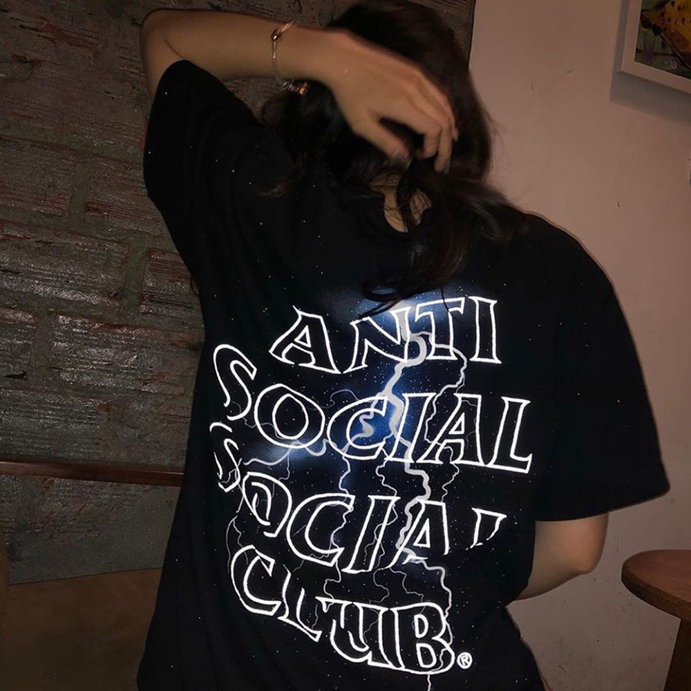 Anti Social Club T Shirt Printed Short Sleeve Couple T-shirt