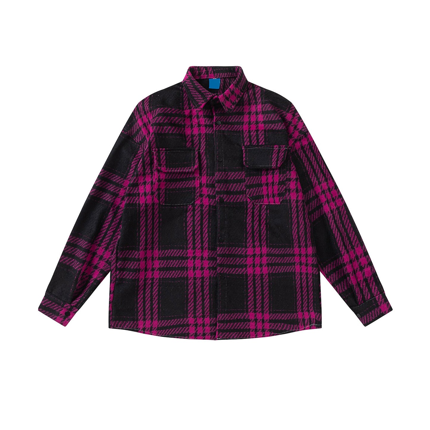 MIJKO Mens Jacket Loose Checked Jacket