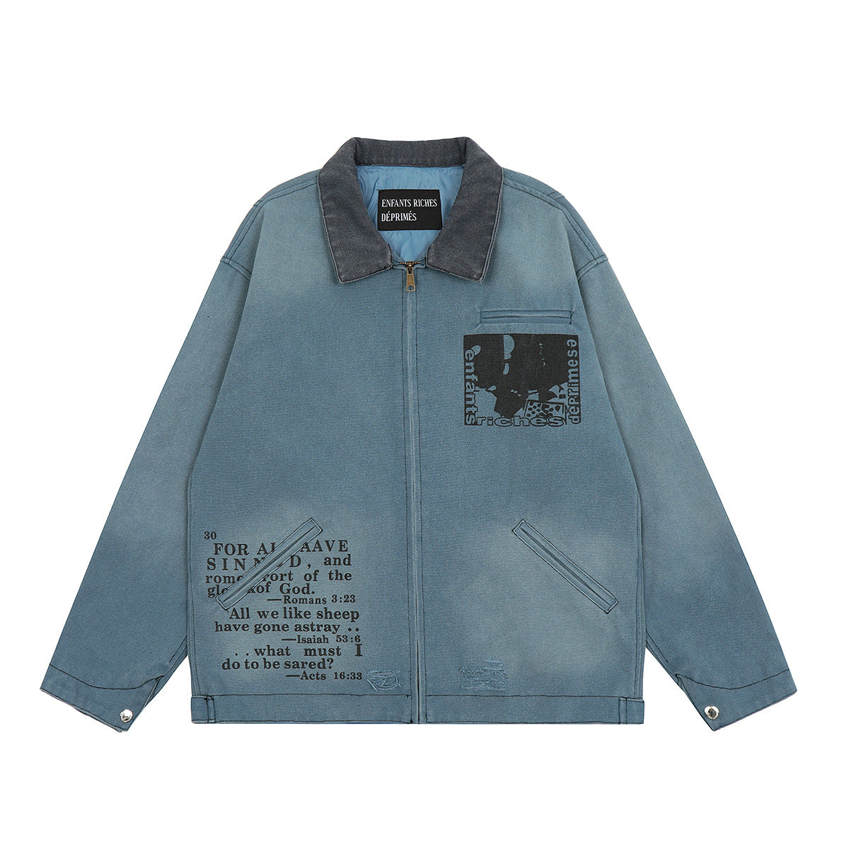 Unisex Denim Jacket ERD Lapel Make Old Jacket
