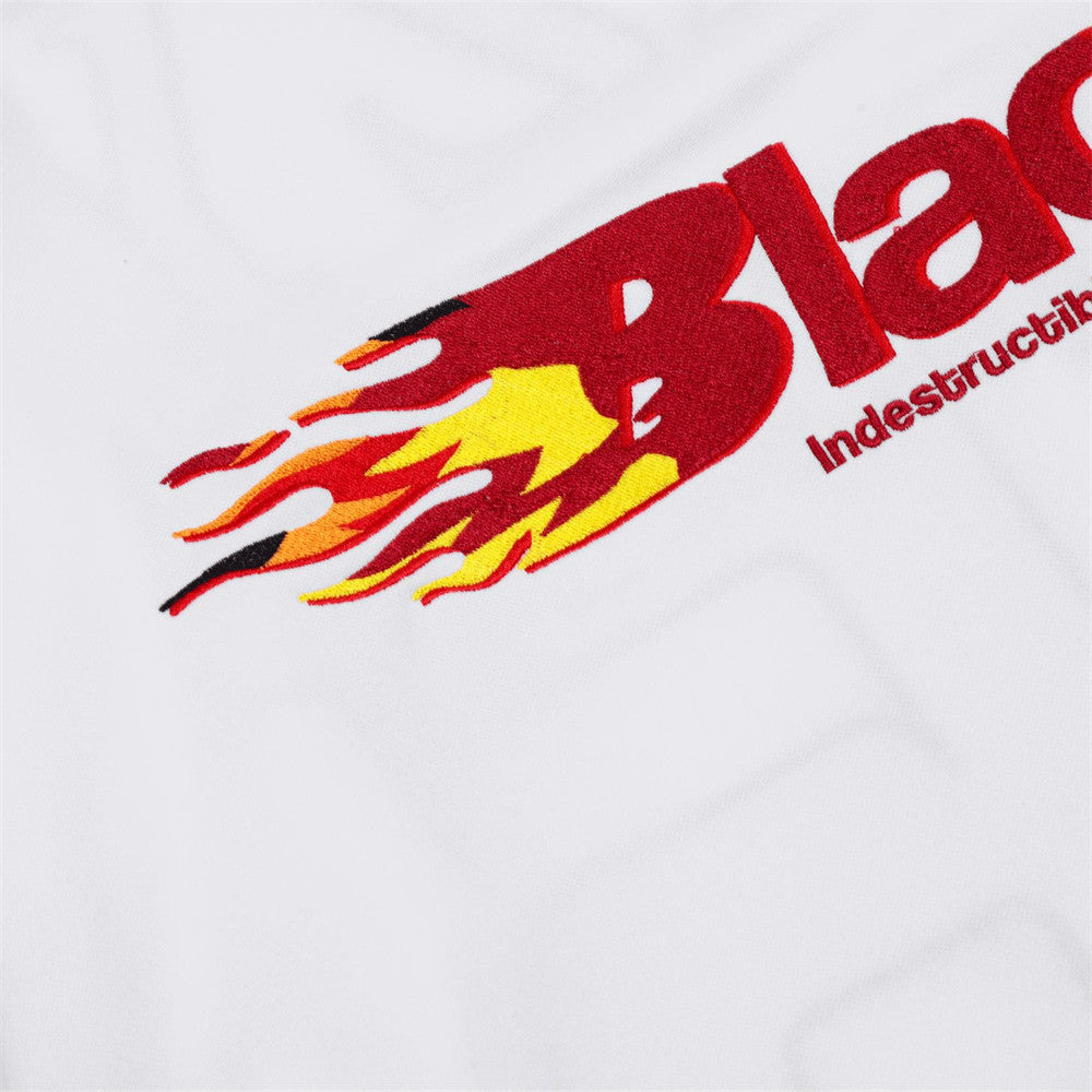 Men Long Sleeve T-shirt Paste Cloth Embroidery V-neck Sports Flame