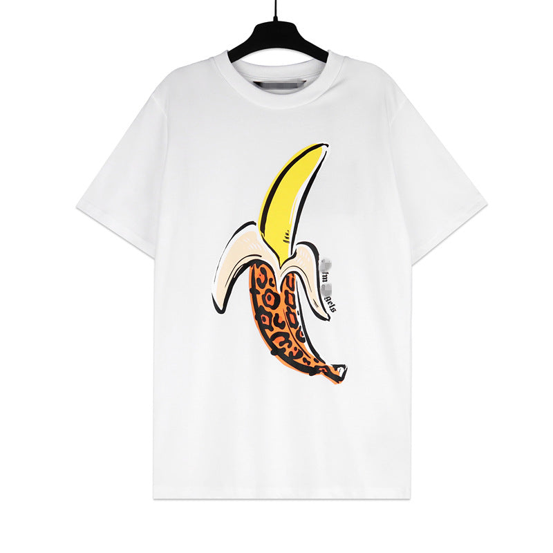 Palm Angle T Shirts Leopard Banana Pattern Loose