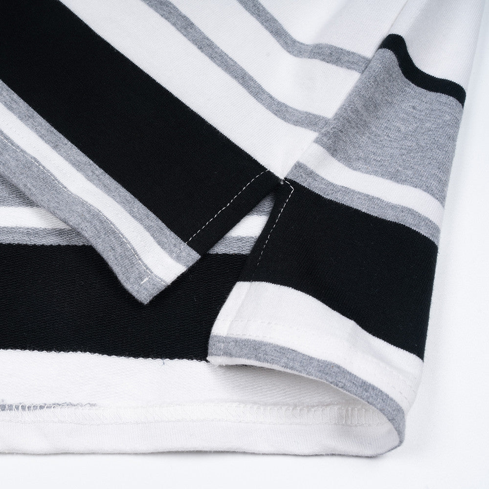 Men Long Sleeve T-Shirt Striped Polo Shirt Loose