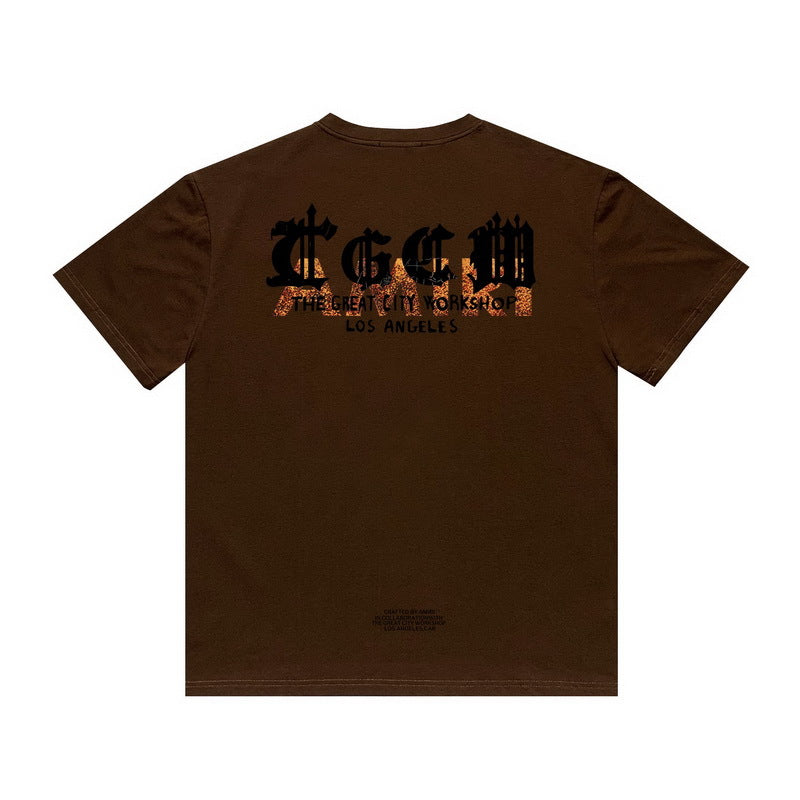 Amiri T Shirt Printed Casual Hip Hop round Neck Short Sleeve T-shirt