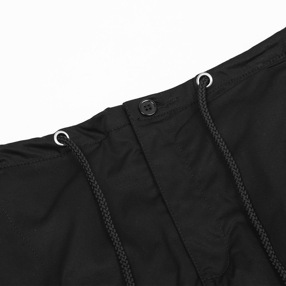 Men Sweatpants Pleated Loose Straight Trousers Straight Drawstring Drawstring Casual Pants