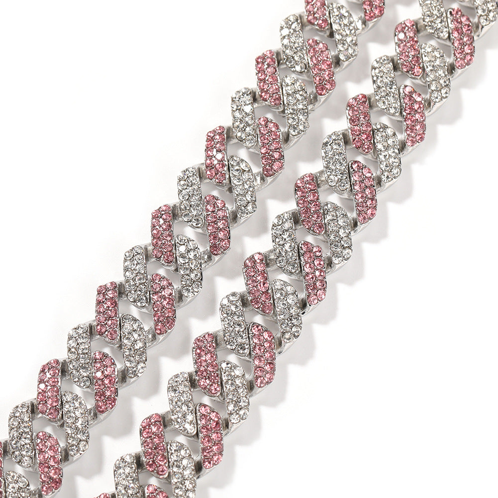 Bracelet Cuban Chain Necklace Alloy Full Diamond Hip Hop Rap St. Valentine's Spectrum