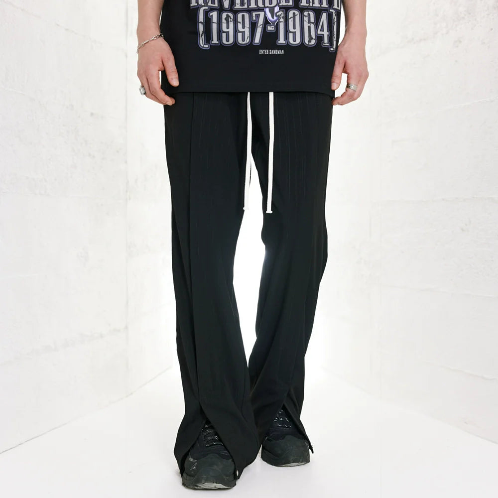 Men Sweatpants Straight Trousers Men's Loose Solid Color Wide-Leg Draggle-Tail Trousers