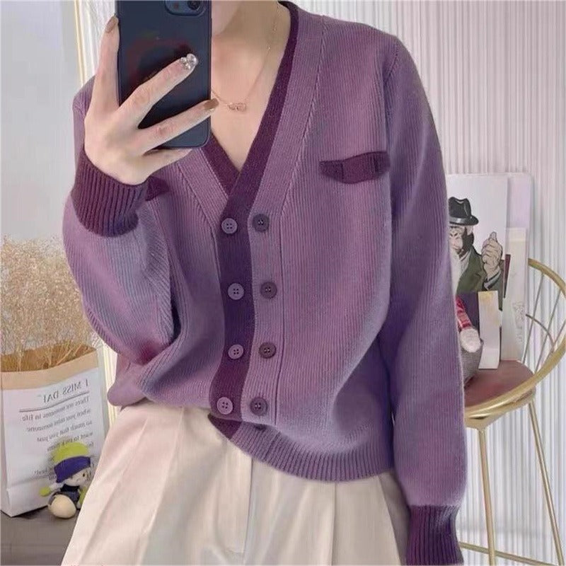 Women Knitted Cardigan Autumn and Winter Knitted Sweater Loose Long Sleeve Jacket
